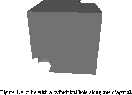 \begin{figure}% latex2html id marker 381\epsfysize=80mm\centerline{\epsffile{... ...ith a cylindrical hole along one diagonal.\end{minipage}\end{center}\end{figure}